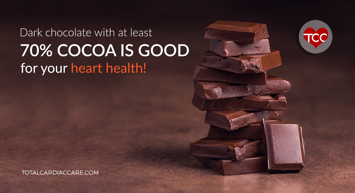 Dark chocolate and heart health - Total cardiac care (2) - Dark chocolate with at least 70% cocoa is good for your heart health! 