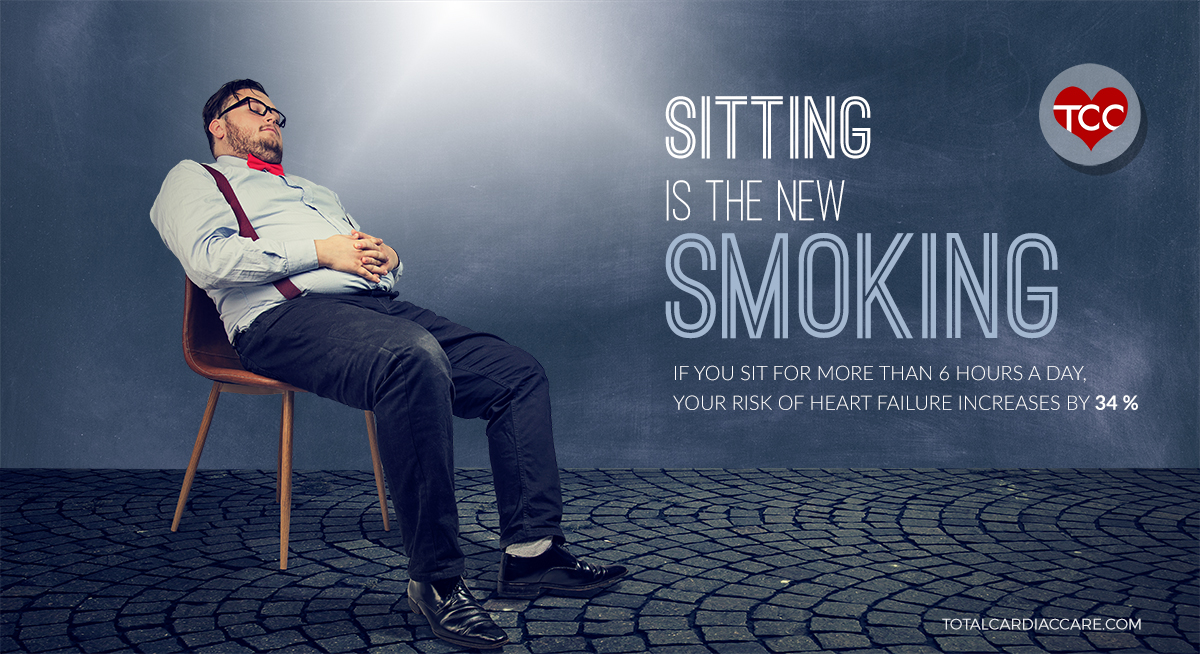 If you sit for more than 6 hours a day, your risk of heart failure increases by 34 % - SITTING IS THE NEW SMOKING - Marathon sitting sessions increase your risk of obesity, cardiovascular diseases, diabetes and even cancer! Sitting sessions change your body's metabolism. Certain enzymes move the harmful fat from your arteries to your muscles so that they can get burned off. But prolonged sitting can slow down this process. Your lower body muscles shuts down and your ‘good cholesterol’ level drops. While at work, take a 5 min walk after every 1-hour of sitting. Sitting kills, Moving is the pill! 